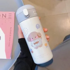 Tom Küche & Esszimmer-Isolierter Edelstahlbecher mit Strohhalm – süße Thermo-Wasserflasche