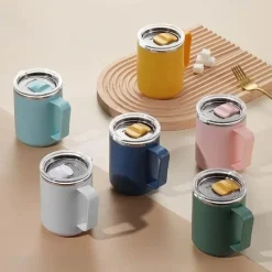 Tom Küche & Esszimmer-Isolierter Kaffeebecher aus Edelstahl mit Henkel – Reisebecher