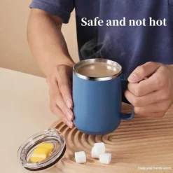 Tom Küche & Esszimmer-Isolierter Kaffeebecher aus Edelstahl mit Henkel – Reisebecher