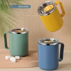 Tom Küche & Esszimmer-Isolierter Kaffeebecher aus Edelstahl mit Henkel – Reisebecher