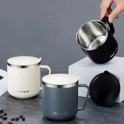 Tom Küche & Esszimmer-Isolierter Kaffeebecher aus Edelstahl, 350 ml, mit hitzebeständigem Deckel