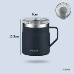 Tom Küche & Esszimmer-Isolierter Kaffeebecher aus Edelstahl mit Deckel, reisefreundliches Design