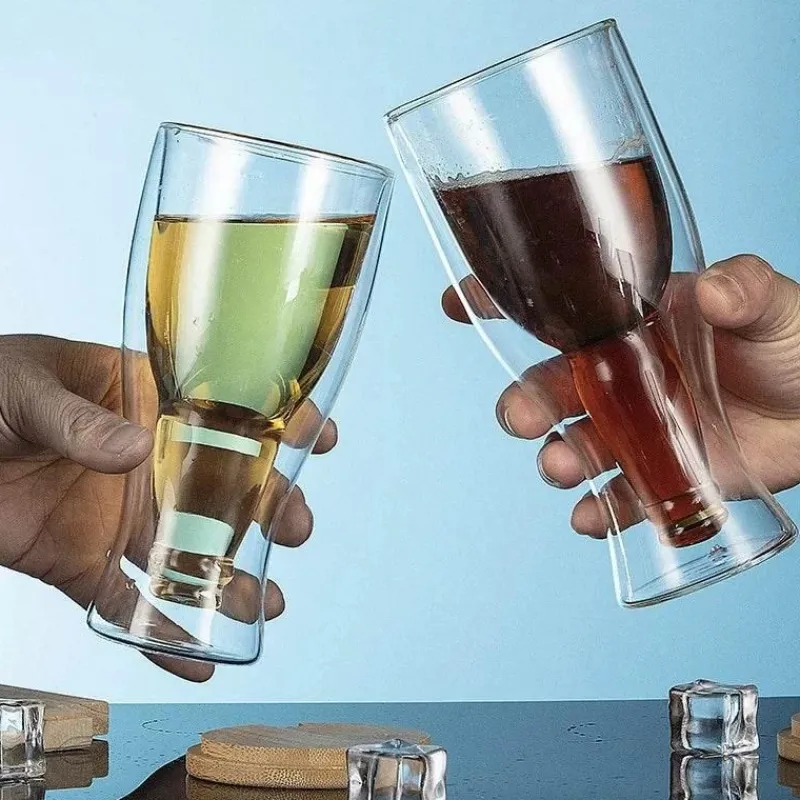 Plates u0026 More Küche & Esszimmer-Isoliertes doppelwandiges Glasset – Bier, Wein, Whiskey, Champagner