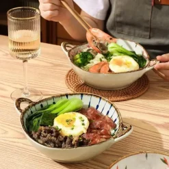 Tom Küche & Esszimmer-Japanische Keramik-Nudelschüssel mit Griff, 75-Zoll-Suppenschüssel für Ramen-Warmgerichte