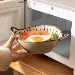 Tom Küche & Esszimmer-Japanische Keramik-Nudelschüssel mit Griff, 75-Zoll-Suppenschüssel für Ramen-Warmgerichte