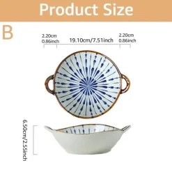 Tom Küche & Esszimmer-Japanische Keramik-Nudelschüssel mit Griff, 75-Zoll-Suppenschüssel für Ramen-Warmgerichte