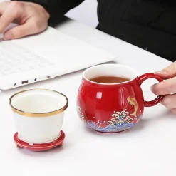 The Cozy Mug Küche & Esszimmer-Japanische Tee-Ei-Tassen aus Keramik – Elegantes Teezubereitungsset