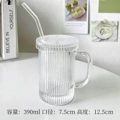 Plates u0026 More Küche & Esszimmer-Japanisches Glasbecher-Set mit Strohhalm – Kaffee- und Teebecher mit Deckel