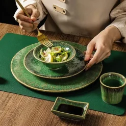 Elegance at the Table Küche & Esszimmer-Japanisches Keramik-Geschirrset - Kiln Change Teller Schüsseln