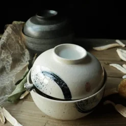 Elegance at the Table Küche & Esszimmer-Japanisches Ramen-Schüsseln-Set aus Keramik – Nudelsuppen- und Reisschüsseln mit Deckel