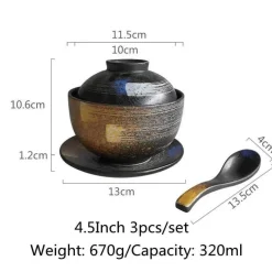 Elegance at the Table Küche & Esszimmer-Japanisches Ramen-Schüsseln-Set aus Keramik – Nudelsuppen- und Reisschüsseln mit Deckel