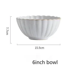 Tom Küche & Esszimmer-Japanisches weißes Keramik-Essteller-Set – elegantes Geschirr