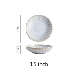 Tom Küche & Esszimmer-Japanisches weißes Keramik-Essteller-Set – elegantes Geschirr