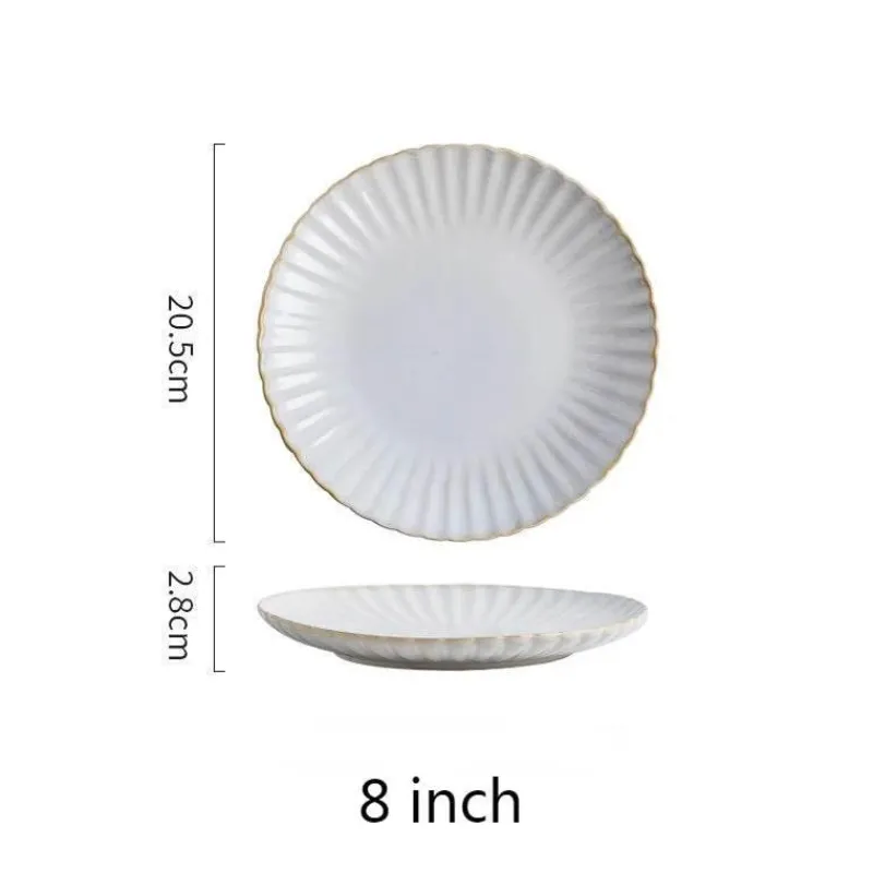 Tom Küche & Esszimmer-Japanisches weißes Keramik-Essteller-Set – elegantes Geschirr