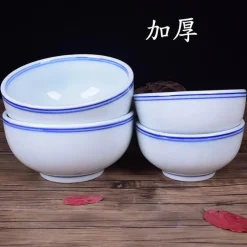 Elegance at the Table Küche & Esszimmer-Jingdezhen Blau-Weiße Keramik-Reisschüssel - Porzellan-Suppenschüssel