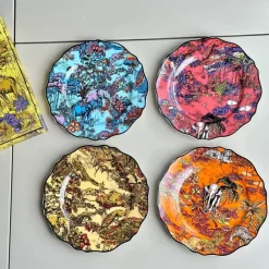 Feast u0026 Flair Küche & Esszimmer-Jungle Flower Speiseteller-Set aus Bone China – Elegantes Geschirr