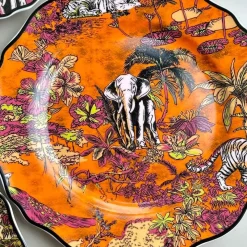 Feast u0026 Flair Küche & Esszimmer-Jungle Flower Speiseteller-Set aus Bone China – Elegantes Geschirr