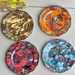 Feast u0026 Flair Küche & Esszimmer-Jungle Flower Speiseteller-Set aus Bone China – Elegantes Geschirr