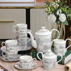 Feast u0026 Flair Küche & Esszimmer-Jungle Lion Tee- und Kaffeeservice aus Bone China – Elegante Geschirrkollektion