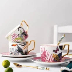 Feast u0026 Flair Küche & Esszimmer-Jungle Secret Teetassen-Set – Exotische tropische Teetassen