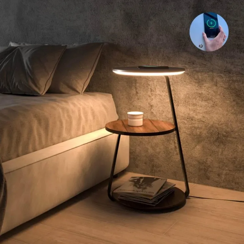 Cozy Living Beleuchtung|Möbel-Kabellose Ladelampe aus Holz – sanft leuchtendes Schreibtischlicht