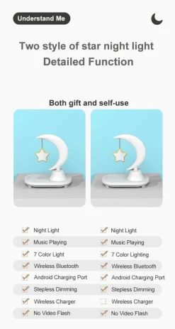 Comfort u0026 Style Gadgets Für Zuhause|Beleuchtung-Kabellose Ladenachtlampe – Mondstern-Design