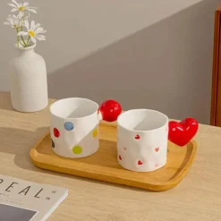 Plates u0026 More Küche & Esszimmer-Kaffee- und Teetassen-Set aus Keramik mit Herz-Design – süße Liebesbecher-Kollektion