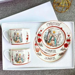 Elegance at the Table Küche & Esszimmer-Kaffee- und Teetassen-Set aus Knochenporzellan mit Untertasse, Teegeschirr, Dessertteller