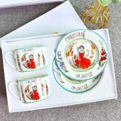 Elegance at the Table Küche & Esszimmer-Kaffee- und Teetassen-Set aus Knochenporzellan mit Untertasse, Teegeschirr, Dessertteller