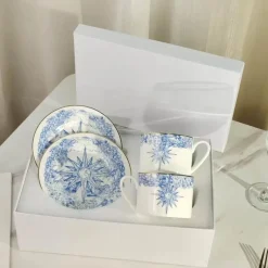 Elegance at the Table Küche & Esszimmer-Kaffee- und Teetassen-Set aus Knochenporzellan mit Untertasse, Teegeschirr, Dessertteller