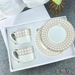 Elegance at the Table Küche & Esszimmer-Kaffee- und Teetassen-Set aus Knochenporzellan mit Untertasse, Teegeschirr, Dessertteller