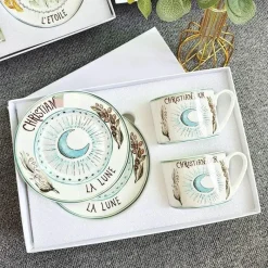 Elegance at the Table Küche & Esszimmer-Kaffee- und Teetassen-Set aus Knochenporzellan mit Untertasse, Teegeschirr, Dessertteller