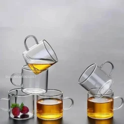 Plates u0026 More Küche & Esszimmer-Kaffeebecher-Set aus Glas – 120 ml, Teetassen für Milch, Saft, Bier