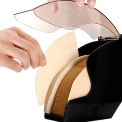 Tom Küche & Esszimmer-Kaffeefilterspender mit Acrylabdeckung – Barista-Regal-Organizer für Papierfilter