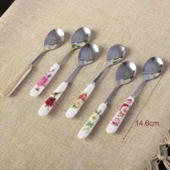 Feast u0026 Flair Küche & Esszimmer-Kaffeelöffel-Set aus Bone China – 6-teiliges Edelstahlbesteck