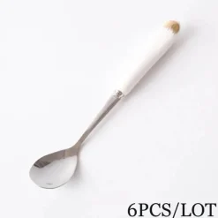 Feast u0026 Flair Küche & Esszimmer-Kaffeelöffel-Set aus Bone China – 6-teiliges Edelstahlbesteck