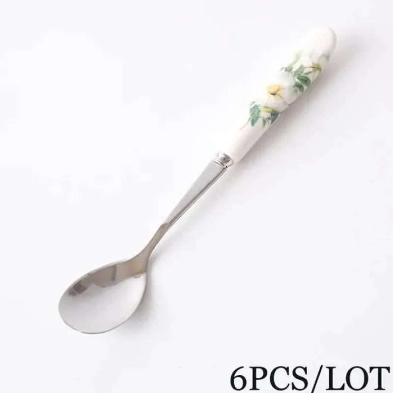 Feast u0026 Flair Küche & Esszimmer-Kaffeelöffel-Set aus Bone China – 6-teiliges Edelstahlbesteck