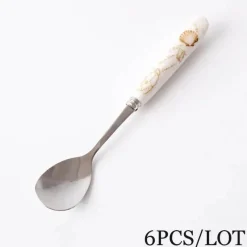 Feast u0026 Flair Küche & Esszimmer-Kaffeelöffel-Set aus Bone China – 6-teiliges Edelstahlbesteck