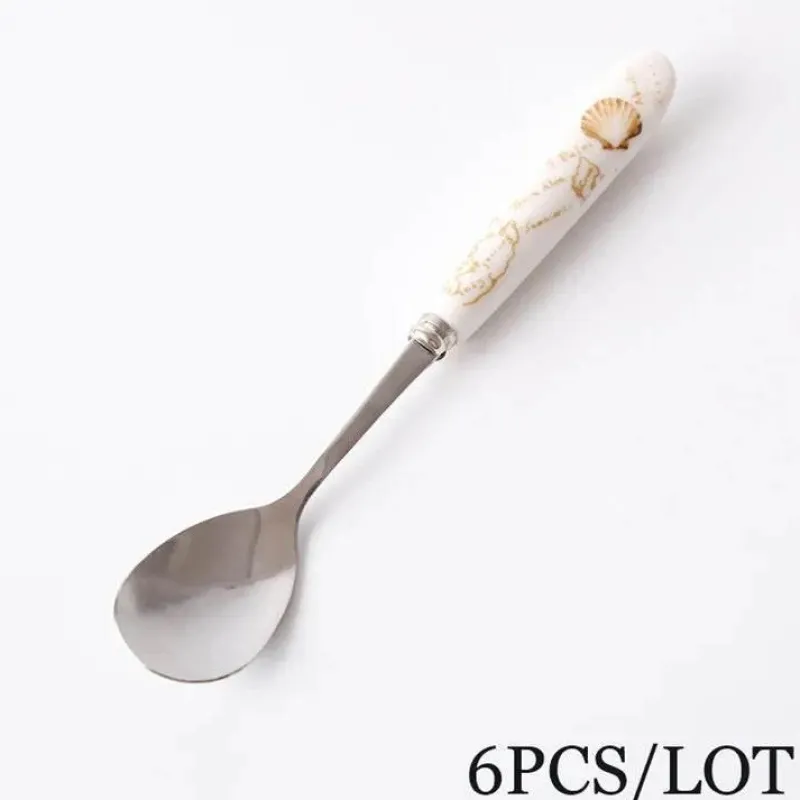 Feast u0026 Flair Küche & Esszimmer-Kaffeelöffel-Set aus Bone China – 6-teiliges Edelstahlbesteck