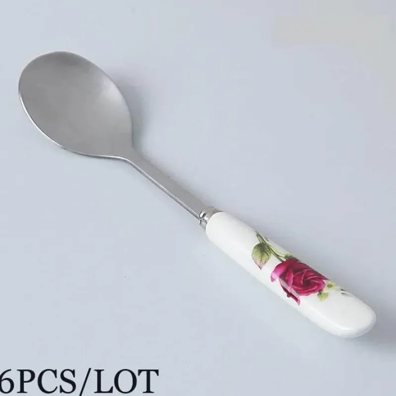 Feast u0026 Flair Küche & Esszimmer-Kaffeelöffel-Set aus Bone China – 6-teiliges Edelstahlbesteck