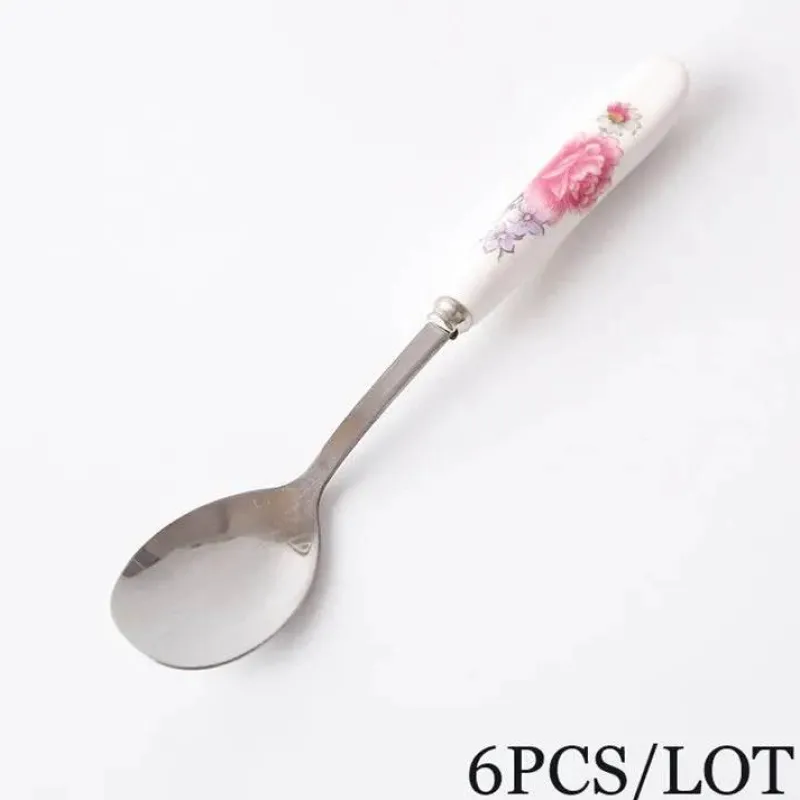 Feast u0026 Flair Küche & Esszimmer-Kaffeelöffel-Set aus Bone China – 6-teiliges Edelstahlbesteck