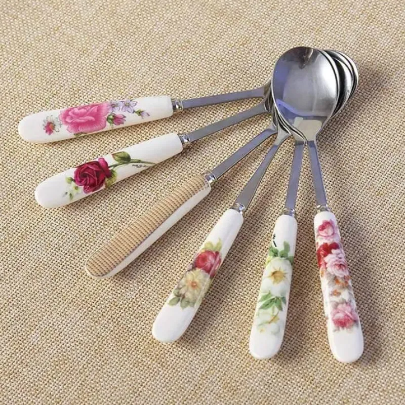 Feast u0026 Flair Küche & Esszimmer-Kaffeelöffel-Set aus Bone China – 6-teiliges Edelstahlbesteck