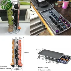 Tom Küche & Esszimmer-Kaffeepadhalter – Metallgestell für 18 Nespresso Dolce Gusto Kapseln
