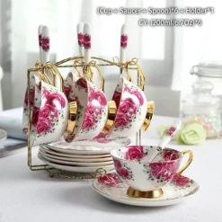 The Cozy Mug Küche & Esszimmer-Kaffeeservice aus Keramik – Elegante Tassen- und Untertassen-Kollektion