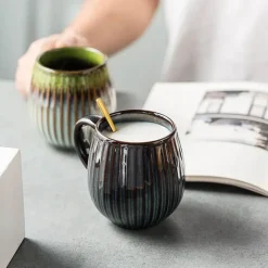 Tom Küche & Esszimmer-Kaffeetasse aus Keramik mit Farbverlaufsglasur – Retro-Tasse im japanischen Stil, 480 ml