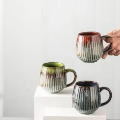Tom Küche & Esszimmer-Kaffeetasse aus Keramik mit Farbverlaufsglasur – Retro-Tasse im japanischen Stil, 480 ml
