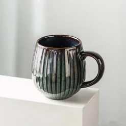 Tom Küche & Esszimmer-Kaffeetasse aus Keramik mit Farbverlaufsglasur – Retro-Tasse im japanischen Stil, 480 ml