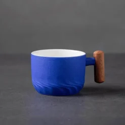 Tom Küche & Esszimmer-Kaffeetasse aus Keramik mit Holzgriff – Tasse mit Farbverlaufsglasur für das Homeoffice