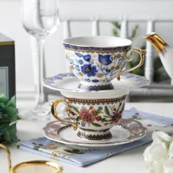 Feast u0026 Flair Küche & Esszimmer-Kaffeetassen-Set aus Bone China – 220 ml Teetasse mit Untertasse