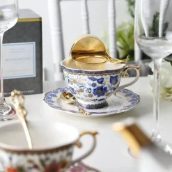 Feast u0026 Flair Küche & Esszimmer-Kaffeetassen-Set aus Bone China – 220 ml Teetasse mit Untertasse